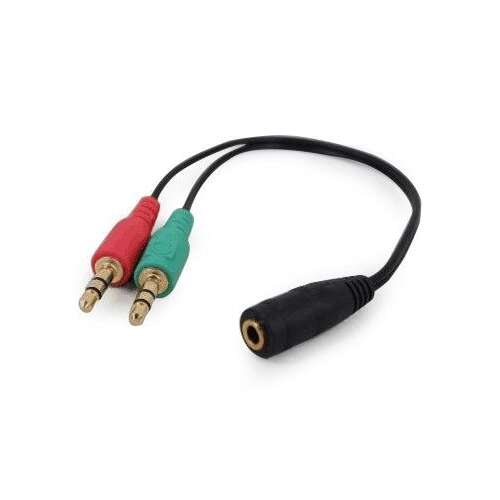Kabel adapterowy Gembird CCA-418 3,5 mm 4-pin do 2x3,5 mm stereo wtyczka, czarny