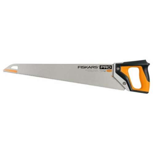 Ръчен трион Fiskars Pro PowerTooth, 550 mm, 7TPI, с черна и оранжева дръжка