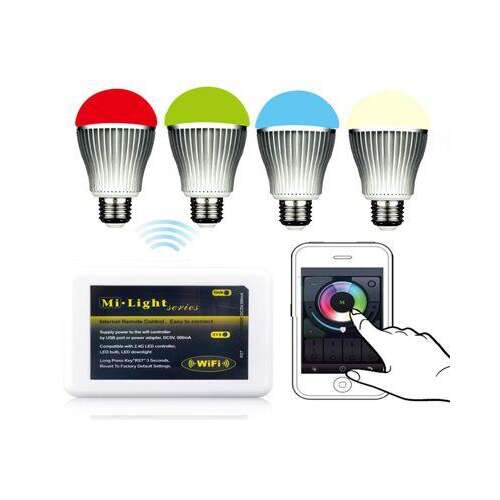 Mi-Light WiFi okos LED izzó készlet, 2 db, E27 foglalat, RGBW, távirányító, app vezérlés, kompatibilis 2.4G eszközökkel - Izzó