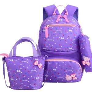 Gyermek hátizsák 3in1 szett, színes szivecske mintás alul díszlogóval lila aa-000144 66247074 Ovis hátizsákok, táskák