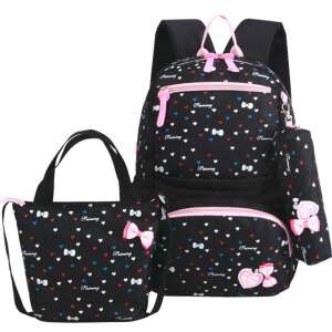 Gyermek hátizsák 3in1 szett, színes szivecske mintás alul díszlogóval fekete aa-000145 66229958 Ovis hátizsákok, táskák