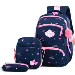 Gyermek hátizsák 3in1 szett, szivecske-masni mintás középen díszlogóval sötétkék aa-000148 66247103 Ovis hátizsákok, táskák