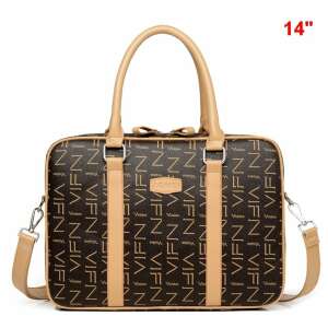 Barna és bézs színű 14 inches laptop táska betűmintával, MBC márka - MBC