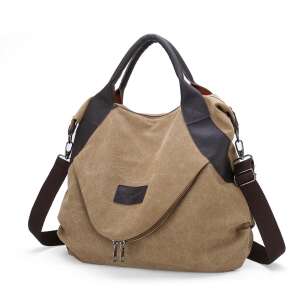 Barna vintage stílusú vászon utazó válltáska állítható pánttal, aa-001286 - Öltözködés kiegészítő