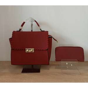 Bordó 2 az 1-ben kézitáska szett, stílusos, elegáns csatos kézitáskával és pénztárcával, tökéletes alkalmakra - MBC