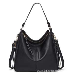 Fekete Laza stílusú, két oldalán zsebes női válltáska, aa-001576 - MBC