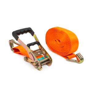 Narancssárga racsnis szíj horgokkal, 6 méter hosszú, 38 mm széles, 1000 kg teherbírású - MNC