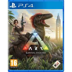 ARK: Survival Evolved PS4 game, featuring a woman riding a dinosaur, with the game's logo and a 16+ rating - Console & PC Game