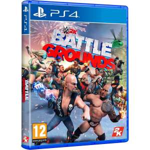 WWE Battlegrounds PS4 game, featuring wrestlers in a fighting pose - Console & PC Game