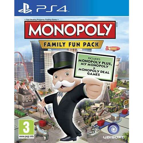 Monopoly Family Fun Pack PS4 videojáték, Mr. Monopoly-val, tartalmazza a Monopoly Plus, My Monopoly és Monopoly Deal játékokat 