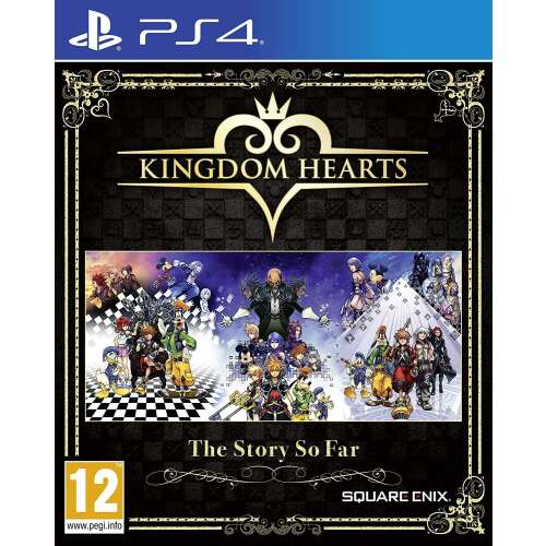 Kingdom Hearts: The Story So Far PS4 játék borítója, melyen Sora, Riku, Kairi és más karakterek láthatóak