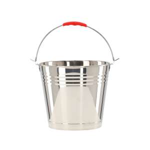 Stainless steel bucket with red handle, 10L - Garden