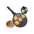 Ruhhy smiley face pancake and egg frying pan with pancakes and bottom view