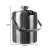 Stainless steel ice bucket with lid, ice tongs, spoon, and strainer
