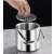 Stainless steel ice bucket with lid, ice tongs, spoon, and strainer
