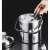 Stainless steel ice bucket with lid, ice tongs, spoon, and strainer