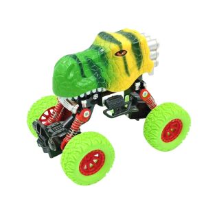 Crazy Truck Dinosaur Pull-Back Toy Truck - Green and Yellow - Nonbrand Kids's play car