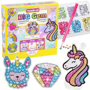 Sweets Big Gem Diamond Painting Set - Einhorn, DIY Bastelset für Kinder, inklusive Aufkleber, Sonnenfänger und bunten Edelsteinen - Musikinstrumente zum Spielen, Zeichentafeln, Schreibtafeln, Schreibwaren-Sets, Kreative Spiele, Maltafeln und Filzstifte