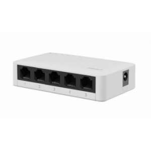 Gembird NSW-G5-01 5-портов Gigabit LAN switch, бял, ъглов изглед - Gembird