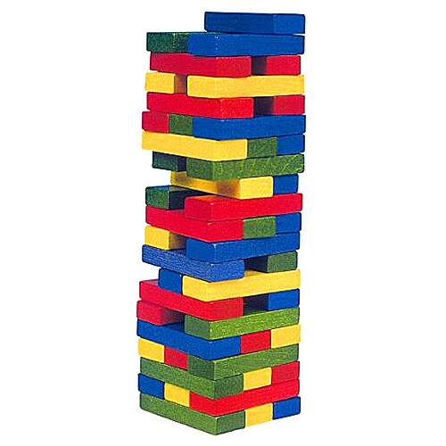 Színes fa toronyépítő játék, Jenga stílusú, húzd ki a blokkokat, toronyépítő játék, fa blokkok, gyerekjáték, családi játék