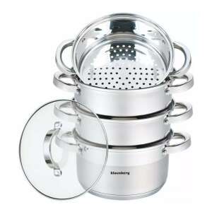 Set de aburire din oțel inoxidabil Klausberg, 5 piese, cu capac din sticlă, diametru 18 cm, capacitate 2,5 l - Veselă
