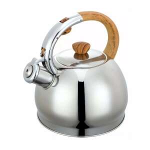 Ceainic Kinghoff din oțel inoxidabil cu fluier și mâner din lemn, capacitate 2L - Ceai & Accesoriu pentru prepararea ceaiului