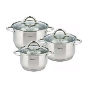 Set de vase Kinghoff din 6 piese din oțel inoxidabil cu capace din sticlă călită - Veselă