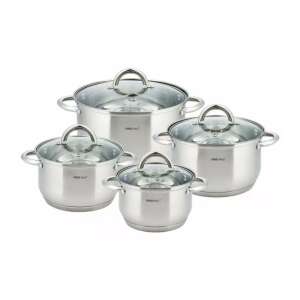 Zestaw garnków Kinghoff 8-częściowy ze stali nierdzewnej z pokrywkami ze szkła hartowanego - Naczynia