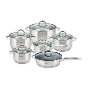 Set de vase Kinghoff din 12 piese din oțel inoxidabil cu capace din sticlă călită - Veselă