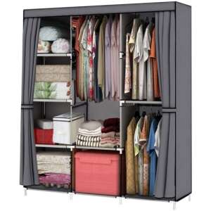 EasyUP Gardróbszekrény - Textil - 170x130x45 cm - Szürke