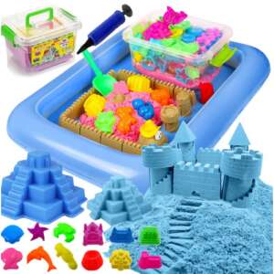 Kinetikus homok felfújható homokozóval, formákkal, 2 kg -  kék homokkal 63555618 Homokozó játékok