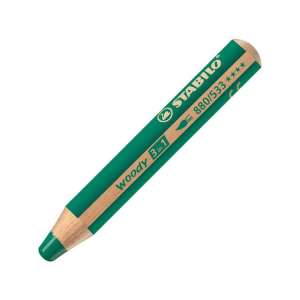 Stabilo Woody 3 in 1 dark green colored pencil, watercolor and crayon, for paper, glass, metal, rubber, leather and other smooth surfaces - STABILO