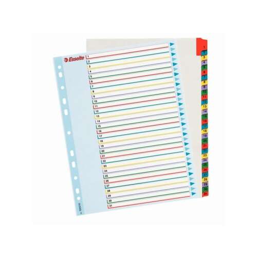 Esselte A4 1-31 Újraírható Regiszter, 11 lyukú, 160g karton, kék - Esselte