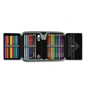 Nyitott Ars Una Age of the Titans tolltartó a benne lévő írószerekkel - Ars Una Tolltartó