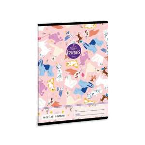 Caiet liniat Ars Una Doggy Friends pentru clasa I A/5 14-32, copertă roz cu câini drăguți - Ars Una