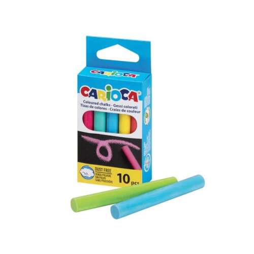 Carioca 10er Set farbige Kreide, staubfrei, zum Schreiben und Zeichnen auf Tafeln