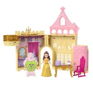 Geöffnetes Disney Prinzessin Belles Schloss Spielset mit Möbeln und Figuren - Mattel