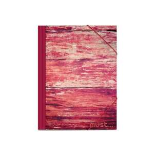 Must piros fa mintás mappa gumis záró pánttal, 25x35cm - Irattartó mappa