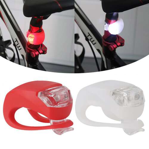 Első és hátsó lámpa biciklire (piros-fehér)