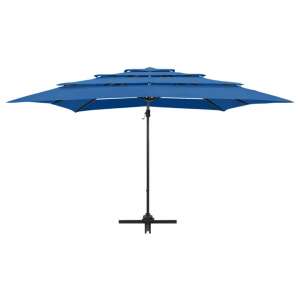 Blumfeldt azur blue square tiered parasol open - Garden