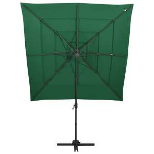 Green square patio umbrella with aluminum pole and ribs, 250 x 250 cm - Garden