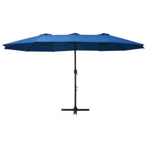 vidaXL niebieski dwustronny parasol ogrodowy z aluminiowym drążkiem, 460x270 cm, otwarty - Osłona przeciwsłoneczna