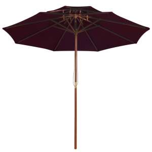 vidaXL 270 cm Sonnenschirm mit Doppelüberdachung in Bordeauxrot mit Holzmast - Garten