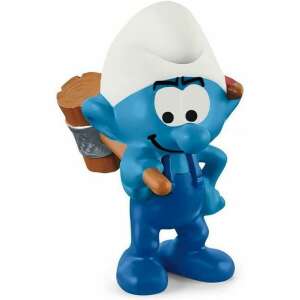Figurka Smurfa Schleich, 5 cm wysokości, niebieska i biała, niosąca kłodę drewna - Produkt dla fanów gamingu