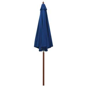 Niebieski parasol ogrodowy z drewnianym słupkiem - Osłona przeciwsłoneczna
