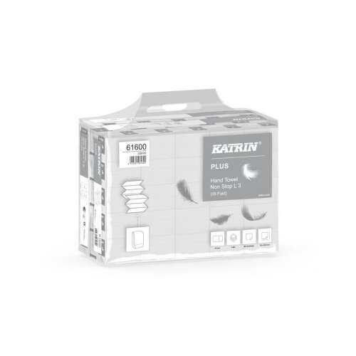 Katrin Plus Non Stop L3 3 rétegű kéztörlő, 90 lap/csomag, 25 csomag/karton, fehér