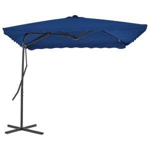 vidaXL niebieski parasol ogrodowy z ramą stalową, 250 x 250 x 230 cm - Osłona przeciwsłoneczna