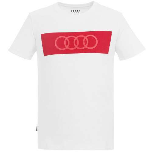 Audi Férfi Póló - Rövid Ujjú - Fehér-Piros