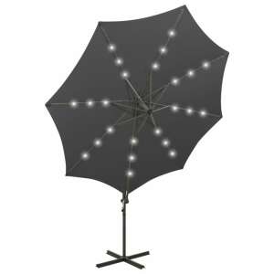 Parasol wiszący 300 cm - Antracytowy szary - z oświetleniem LED - Osłona przeciwsłoneczna