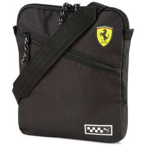 Puma Scuderia Ferrari fekete válltáska állítható pánttal, cipzáros zsebbel, Ferrari logóval és kockás zászló mintával - Ferrari